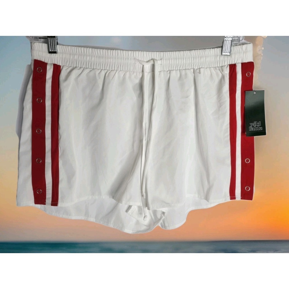 Wild Fable Shorts Womens LARGE White Track Jogger Athletic Side Snap NWT
